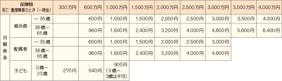 掛金と保障額